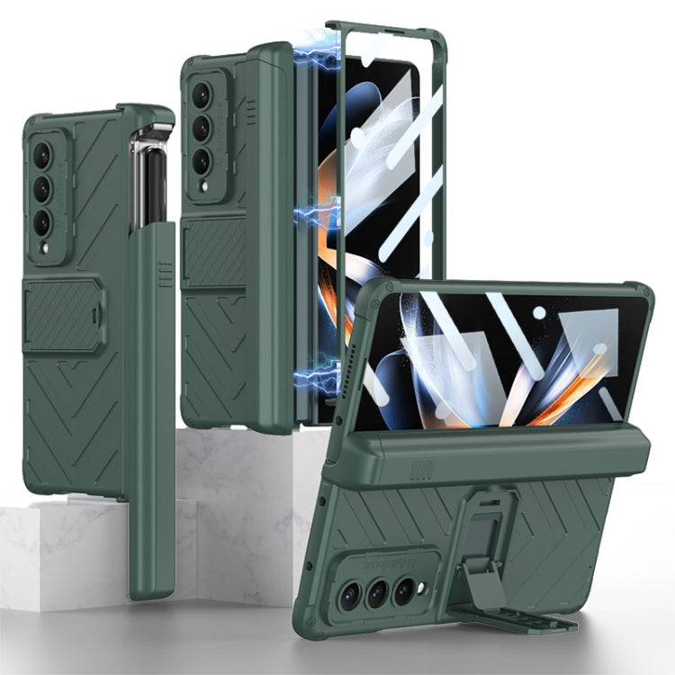 For Samsung Galaxy Z Fold4 GKK Integrated Magnetic Armor Flip Phone Case With Pen Box(Dark Green) - Galaxy Z Fold4 5G Cases by GKK | Online Shopping South Africa | PMC Jewellery