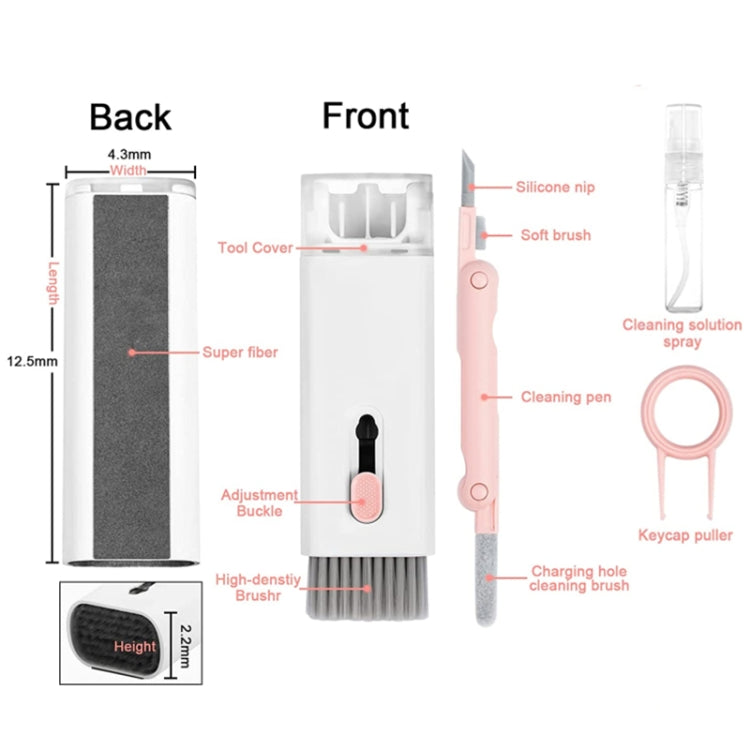 Q6E 7 in 1 Bluetooth Headphhone Computer Keyboard Cleaning Tools Set(Pink) - Other Accessories by PMC TechLife | Online Shopping South Africa | PMC TechLife