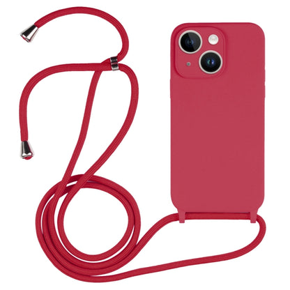 For iPhone 14 Crossbody Lanyard Liquid Silicone Case(Rose Red) - iPhone 14 Cases by PMC Jewellery | Online Shopping South Africa | PMC Jewellery