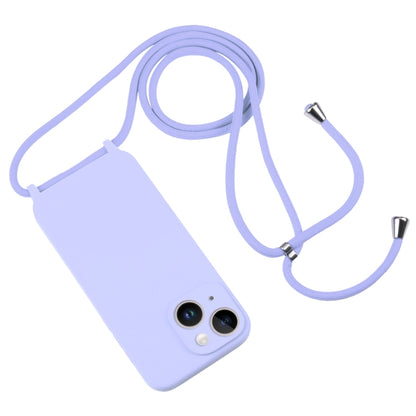 For iPhone 14 Crossbody Lanyard Liquid Silicone Case(Light Purple) - iPhone 14 Cases by PMC Jewellery | Online Shopping South Africa | PMC Jewellery