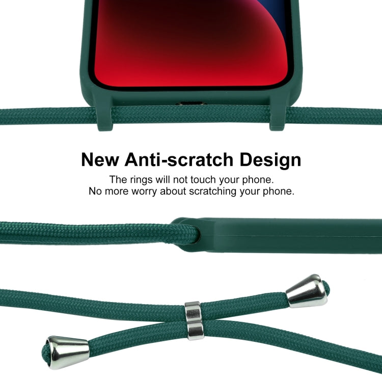 For iPhone 14 Crossbody Lanyard Liquid Silicone Case(Pine Needle Green) - iPhone 14 Cases by PMC Jewellery | Online Shopping South Africa | PMC Jewellery
