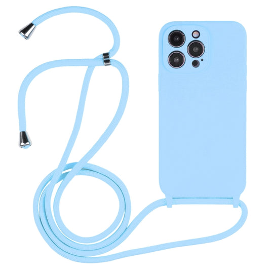 For iPhone 14 Pro Max Crossbody Lanyard Liquid Silicone Case(Blue) - iPhone 14 Pro Max Cases by PMC Jewellery | Online Shopping South Africa | PMC Jewellery