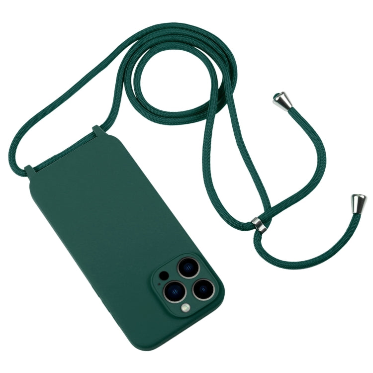 For iPhone 13 Pro Max Crossbody Lanyard Liquid Silicone Case(Pine Needle Green) - iPhone 13 Pro Max Cases by PMC Jewellery | Online Shopping South Africa | PMC Jewellery