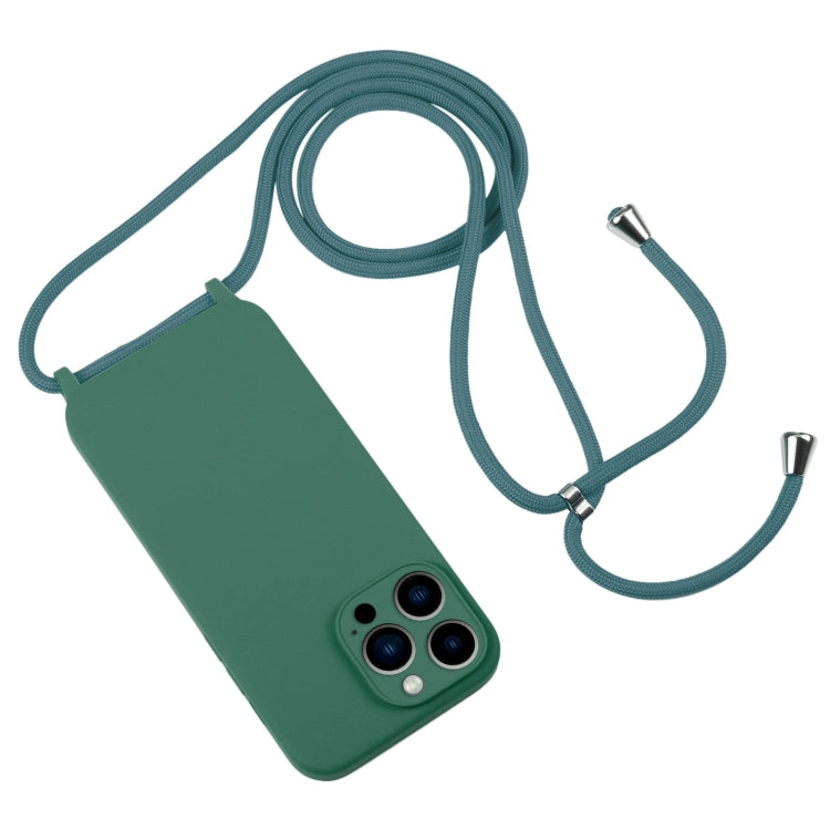 For iPhone 13 Pro Max Crossbody Lanyard Liquid Silicone Case(Emerald Green) - iPhone 13 Pro Max Cases by PMC Jewellery | Online Shopping South Africa | PMC Jewellery