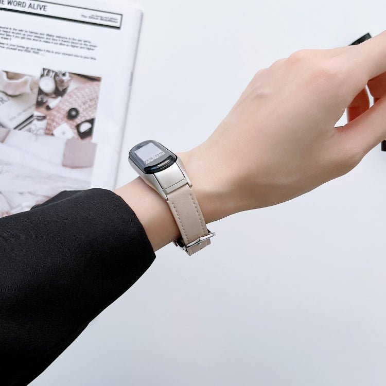 For Xiaomi Mi Band 7 8-buckle Leather Watch Band(Ivory White) - free shipping - PMC TechLife - Order now!