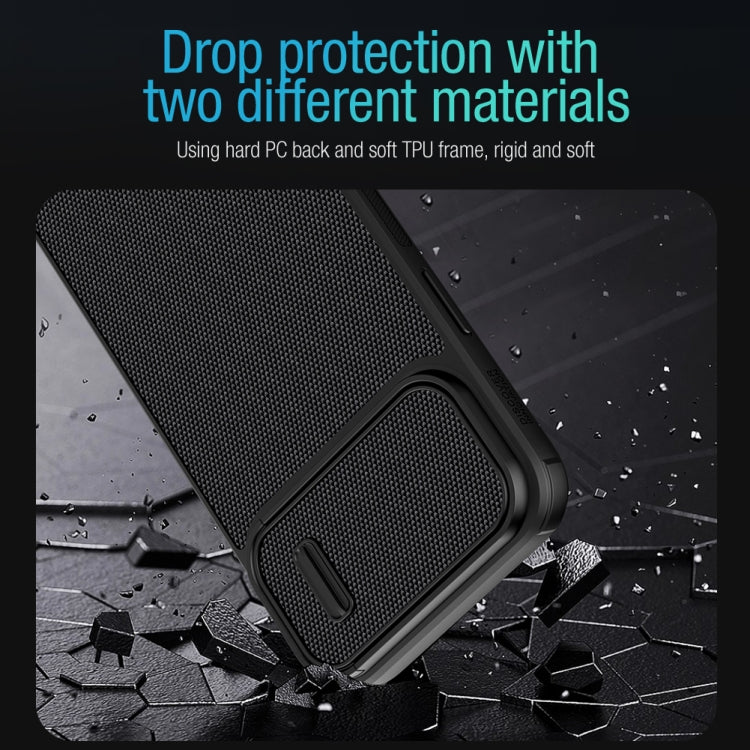 For iPhone 14 Pro NILLKIN 3D Textured Camshield PC + TPU Phone Case(Black) - iPhone 14 Pro Cases by NILLKIN | Online Shopping South Africa | PMC Jewellery