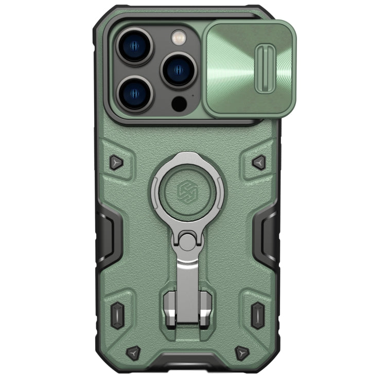 For iPhone 14 Pro NILLKIN CamShield Armor Pro Magnetic Phone Case(Green) - iPhone 14 Pro Cases by NILLKIN | Online Shopping South Africa | PMC Jewellery