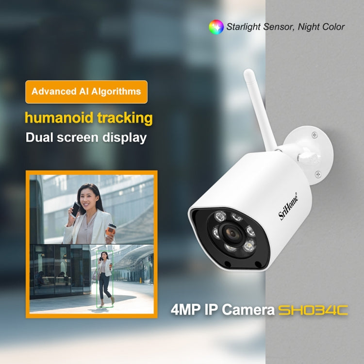 SriHome SH034C 4.0MP AI Humanoid Tracking WiFi Outdoor Surveillance Camera(US Plug) - Bullet Camera by SriHome | Online Shopping South Africa | PMC TechLife | Buy Now Pay Later Mobicred