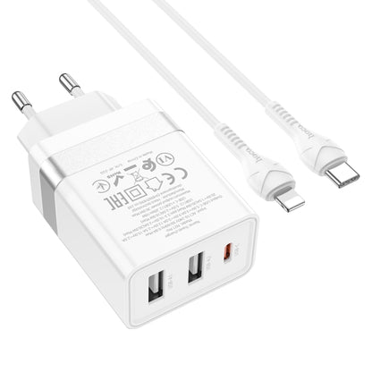 hoco N21 Pro Tourer PD 30W Type-C to 8 Pin Three-port Fast Charger Set, Plug Type:EU Plug - USB Charger by hoco | Online Shopping South Africa | PMC Jewellery