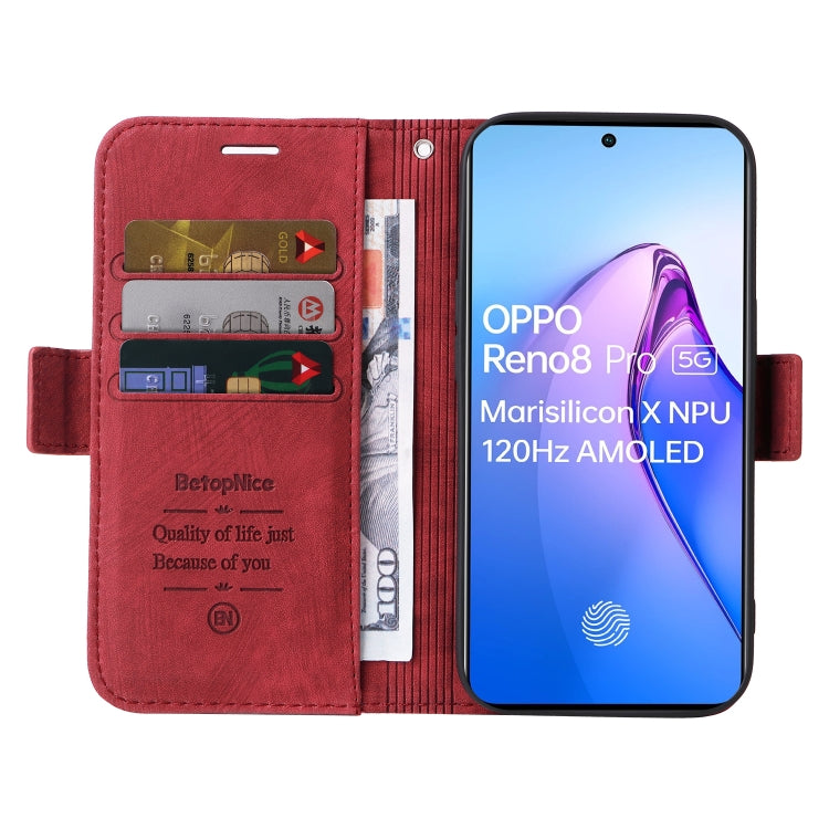 For OPPO Reno8 Pro 5G Global / Reno8 Pro+ BETOPNICE Dual-side Buckle Leather Phone Case(Red) - Realme Cases by BETOPNICE | Online Shopping South Africa | PMC TechLife | Buy Now Pay Later Mobicred