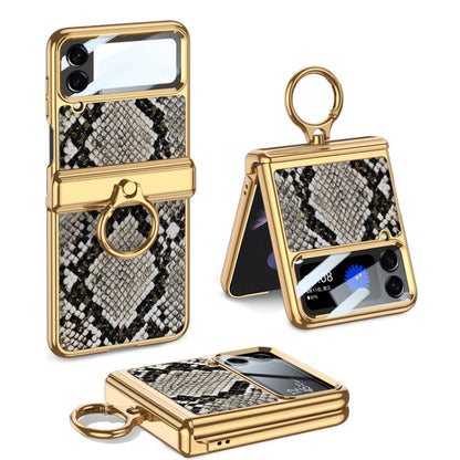 For Samsung Galaxy Z Flip4 GKK Integrated Plating + Leather Flip Phone Case(Python Texture) - Galaxy Z Flip4 5G Cases by GKK | Online Shopping South Africa | PMC Jewellery