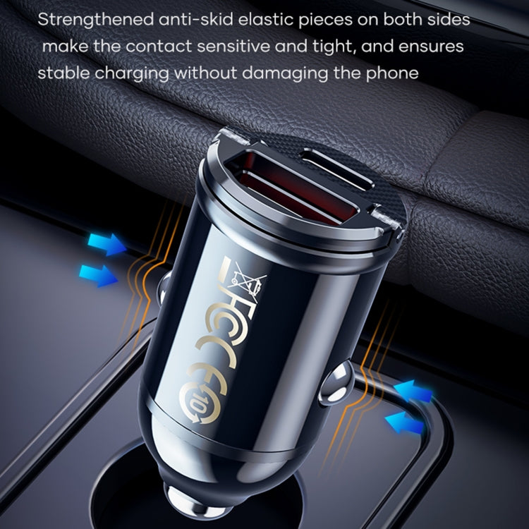 ROCK C13-F H18 Mini Portable Dual Port USB + USB-C / Type-C Car Fast Charger - Car Charger by ROCK | Online Shopping South Africa | PMC Jewellery