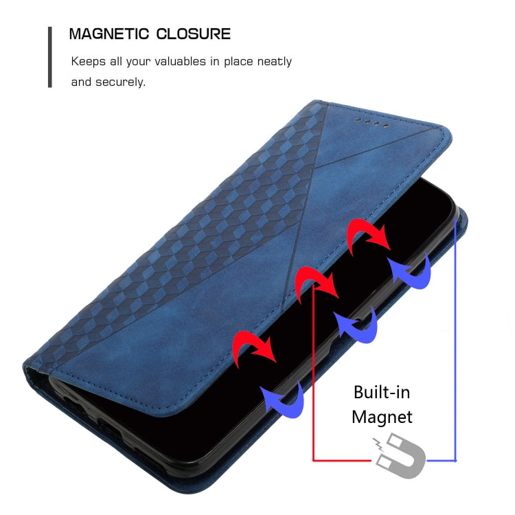 For OPPO Reno7 4G Global/F21 Pro 4G Diamond Splicing Skin Feel Magnetic Leather Phone Case(Blue) - free shipping - PMC TechLife - Order now!