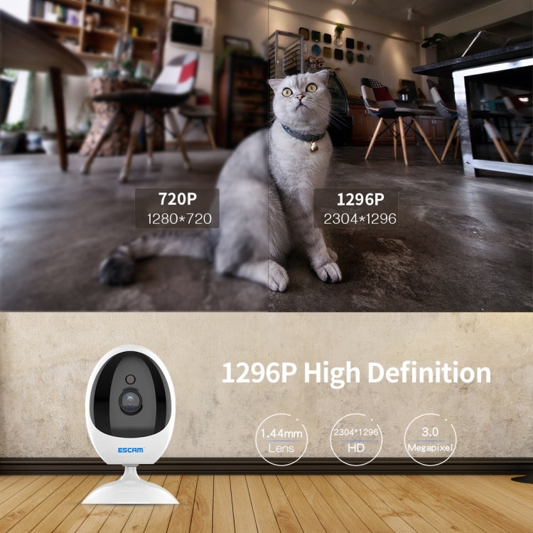 ESCAM QF006 3MP 1296P HD Indoor Wireless PTZ IP Camera IR Night Vision AI Humanoid Detection Home Security CCTV Monitor, Plug Type:UK Plug(White) - free shipping - PMC TechLife - Order now!