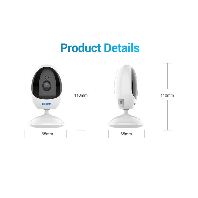 ESCAM QF006 3MP 1296P HD Indoor Wireless PTZ IP Camera IR Night Vision AI Humanoid Detection Home Security CCTV Monitor, Plug Type:EU Plug(White) - free shipping - PMC TechLife - Order now!