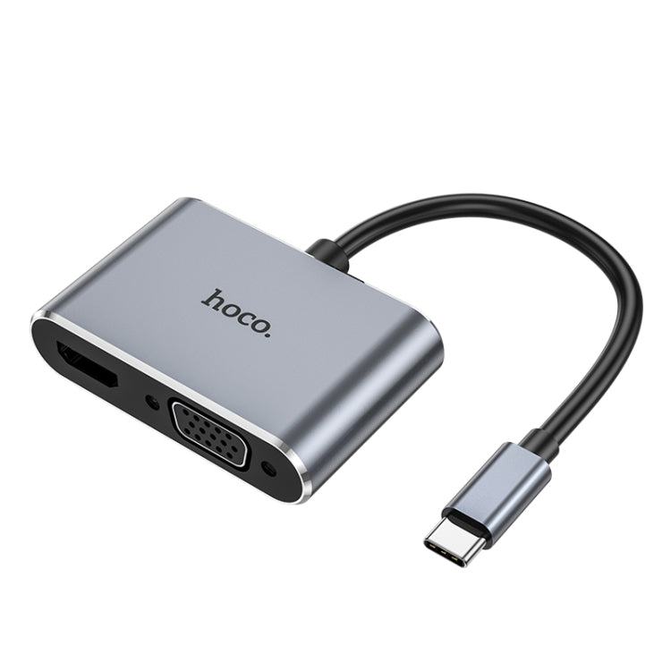 hoco HB29 Easy-lead USB-C / Type-C Multifunction Converter HDTV+VGA HUD(Tarnish) - USB HUB by hoco | Online Shopping South Africa | PMC Jewellery