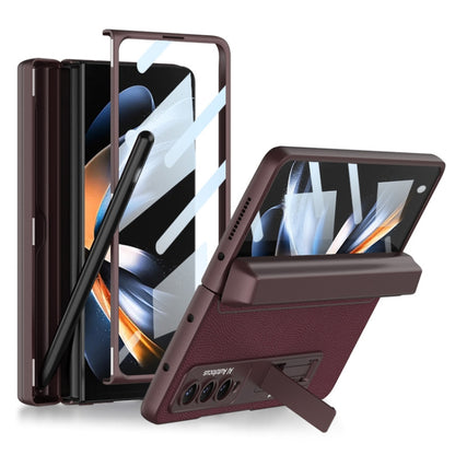 For Samsung Galaxy Z Fold4 GKK Integrated Magnetic Flip Plain Leather Phone Case with Pen Box(Wine Red) - Galaxy Z Fold4 5G Cases by GKK | Online Shopping South Africa | PMC Jewellery