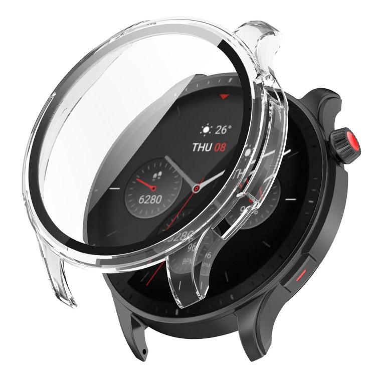 For Amazfit GTR 4 / Amazfit GTR 4 Pro PC + Tempered Glass Integrated Protective Watch Case(Transparent White) - Watch Cases by PMC TechLife | Online Shopping South Africa | PMC TechLife | Buy Now Pay Later Mobicred