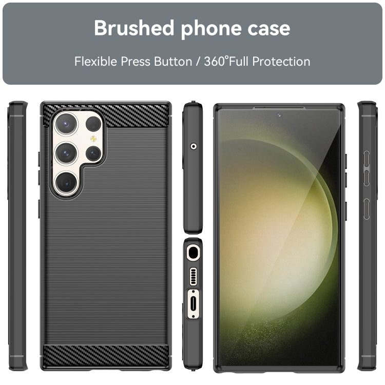 For Samsung Galaxy S23 Ultra 5G Brushed Texture Carbon Fiber TPU Phone Case(Black) - Galaxy S23 Ultra 5G Cases by PMC TechLife | Online Shopping South Africa | PMC TechLife | Buy Now Pay Later Mobicred