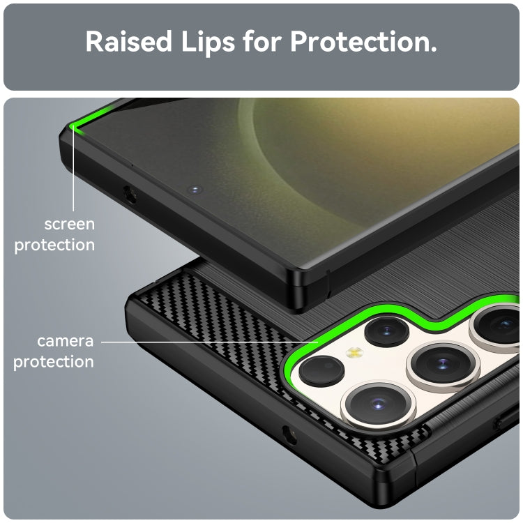 For Samsung Galaxy S23 Ultra 5G Brushed Texture Carbon Fiber TPU Phone Case(Black) - Galaxy S23 Ultra 5G Cases by PMC TechLife | Online Shopping South Africa | PMC TechLife | Buy Now Pay Later Mobicred