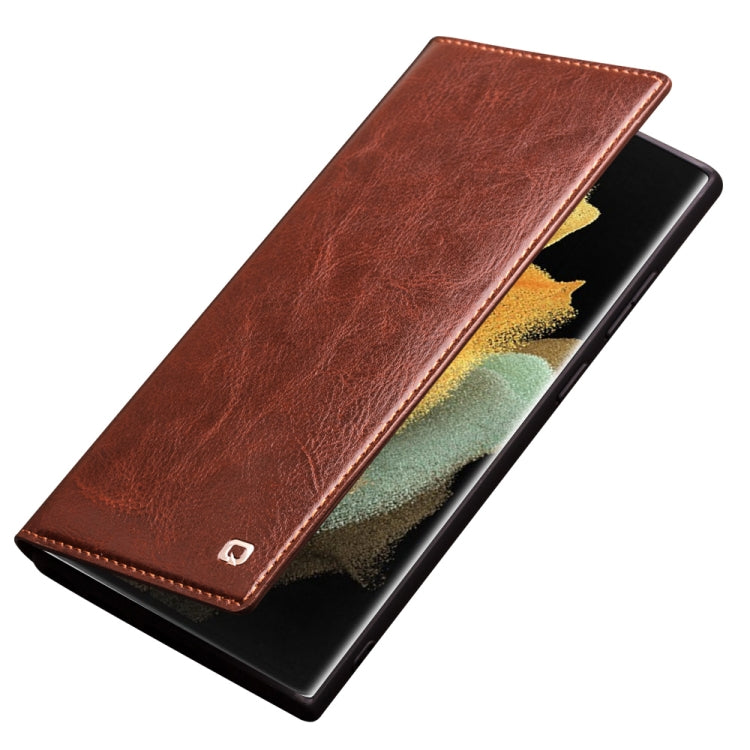 For Samsung Galaxy S22 Ultra 5G QIALINO Genuine Leather Phone Case(Brown) - Galaxy S22+ 5G Cases by QIALINO | Online Shopping South Africa | PMC TechLife | Buy Now Pay Later Mobicred