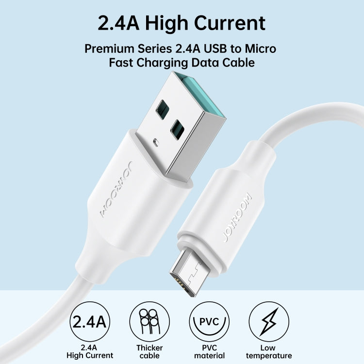 JOYROOM S-UM018A9 2.4A USB to Micro USB Fast Charging Data Cable, Length:1m(White) - Micro USB Cable by JOYROOM | Online Shopping South Africa | PMC TechLife | Buy Now Pay Later Mobicred