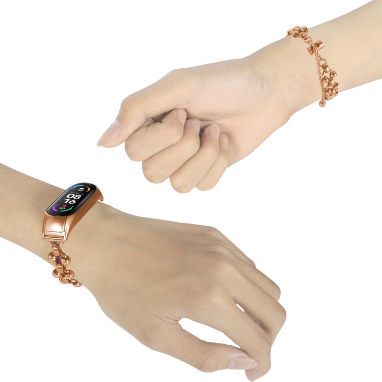 For Xiaomi Mi Band 3 / 4 Bead Steel Chain Metal Watch Band(Rose Gold) - free shipping - PMC TechLife - Order now!