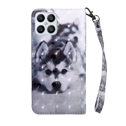 For Honor X8 4G 3D Painted Leather Phone Case(Husky) - Honor Cases by PMC Jewellery | Online Shopping South Africa | PMC Jewellery