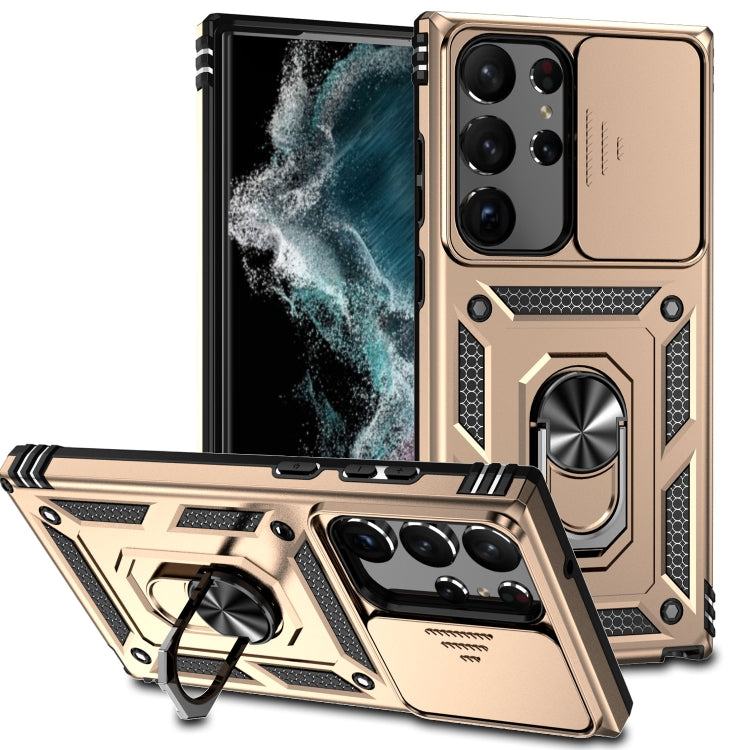 For Samsung Galaxy S23 Ultra 5G Sliding Camshield Holder Phone Case(Gold) - free shipping - PMC TechLife - Order now!