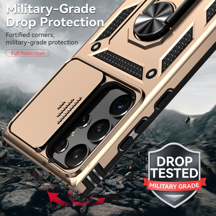 For Samsung Galaxy S23 Ultra 5G Sliding Camshield Holder Phone Case(Gold) - free shipping - PMC TechLife - Order now!