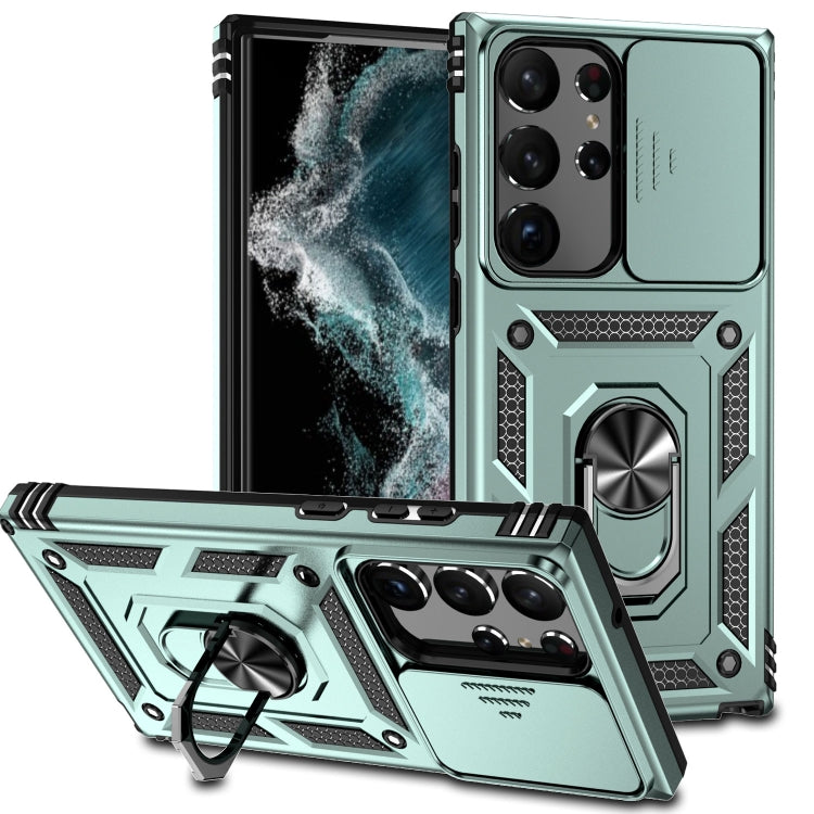 For Samsung Galaxy S23 Ultra 5G Sliding Camshield Holder Phone Case(Dark Green) - free shipping - PMC TechLife - Order now!