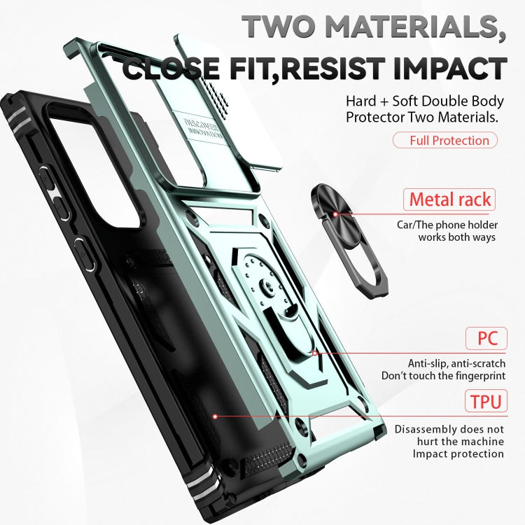 For Samsung Galaxy S23 Ultra 5G Sliding Camshield Holder Phone Case(Dark Green) - free shipping - PMC TechLife - Order now!