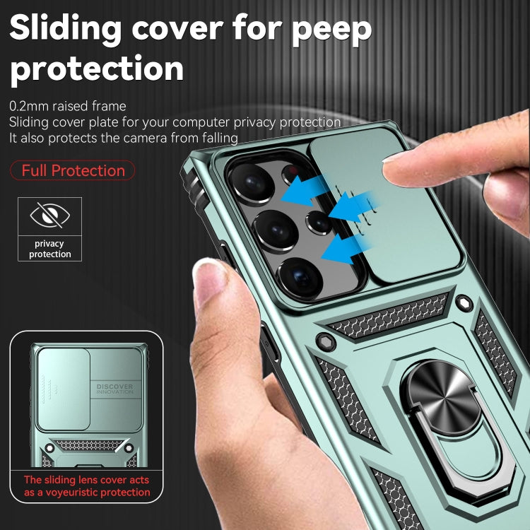 For Samsung Galaxy S23 Ultra 5G Sliding Camshield Holder Phone Case(Dark Green) - free shipping - PMC TechLife - Order now!