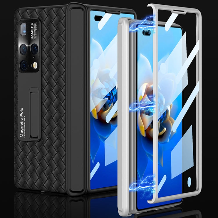 For Huawei Mate X2 GKK Magnetic Folding Plain Leather Full Coverage Phone Case with Hinges(Carbon Fiber) - Huawei Cases by GKK | Online Shopping South Africa | PMC Jewellery