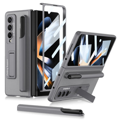 For Samsung Galaxy Z Fold4 GKK Ultra-thin Shockproof Leather Protective Case with Holder & Pen Slots(Grey) - Galaxy Z Fold4 5G Cases by GKK | Online Shopping South Africa | PMC Jewellery