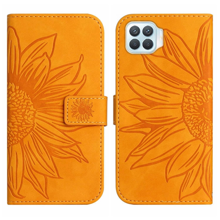 For OPPO A78 4G Skin Feel Sun Flower Embossed Flip Leather Phone Case with  Lanyard(Dark Purple)