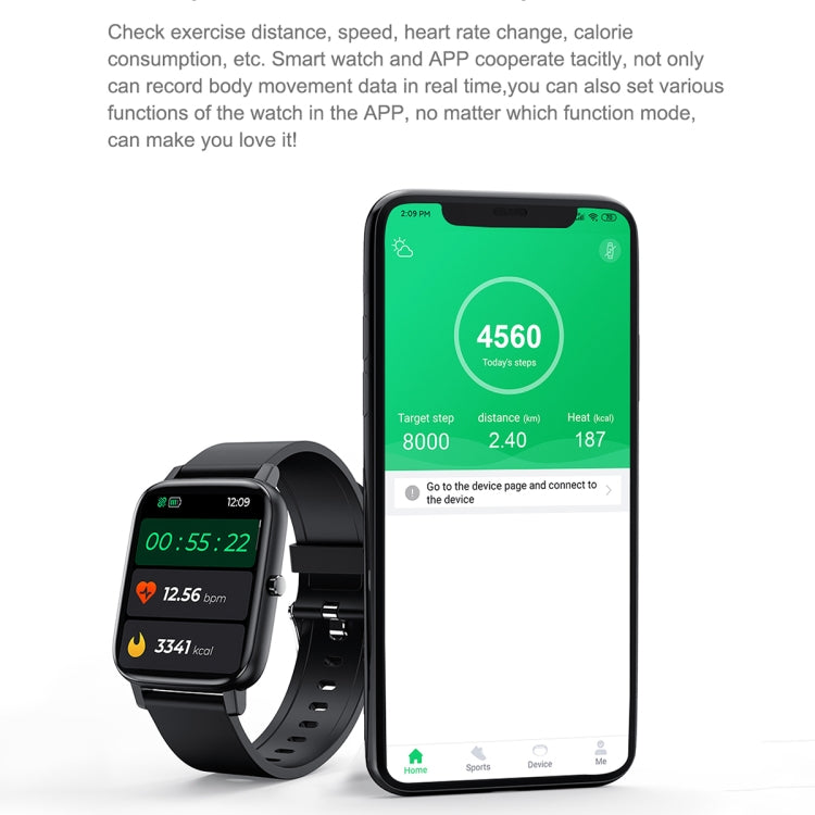 Ochstin 5H80 1.69 inch Square Screen Silicone Strap Heart Rate Blood Oxygen Monitoring Bluetooth Smart Watch(Black+Gold) - free shipping - PMC TechLife - Order now!