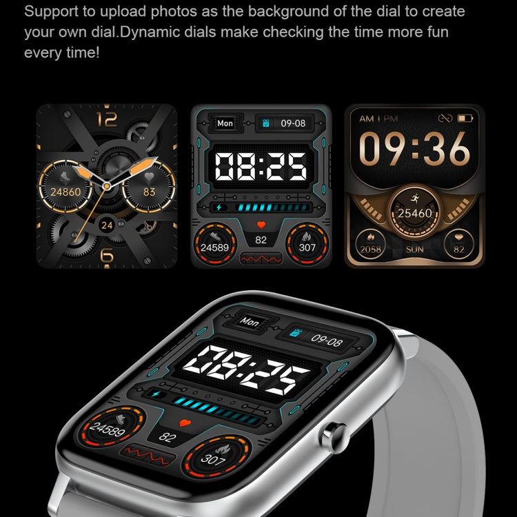 Ochstin 5H80 1.69 inch Square Screen Silicone Strap Heart Rate Blood Oxygen Monitoring Bluetooth Smart Watch(Grey) - free shipping - PMC TechLife - Order now!