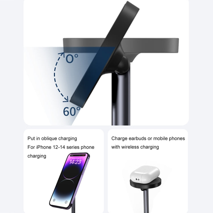 WA22 3 in 1 Magnetic Wireless Charger Phone Holder for iPhone 12 / 13 / 14 Series Phones & AirPods(White) - Wireless Charger by PMC TechLife | Online Shopping South Africa | PMC TechLife