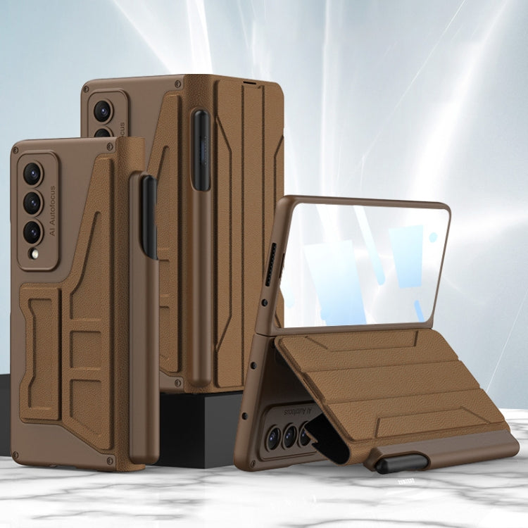 For Samsung Galaxy Z Fold4 GKK Integrated Flip Phone Case with Detachable Pen Holder(Coffee Brown) - Galaxy Z Fold4 5G Cases by GKK | Online Shopping South Africa | PMC Jewellery