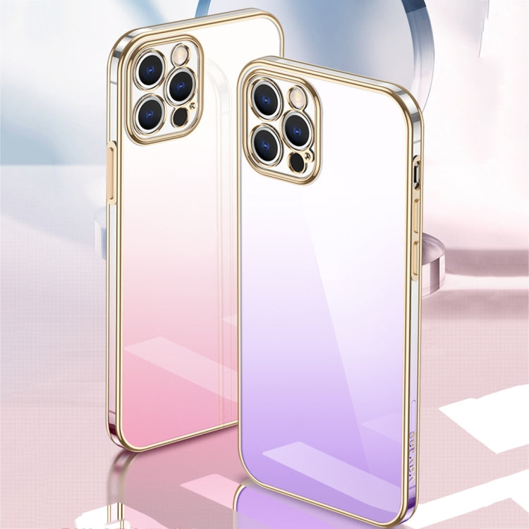 For iPhone 14 SULADA Iridescence Series Plating Transparent Gradient Phone Case(Blue) - iPhone 14 Cases by SULADA | Online Shopping South Africa | PMC Jewellery