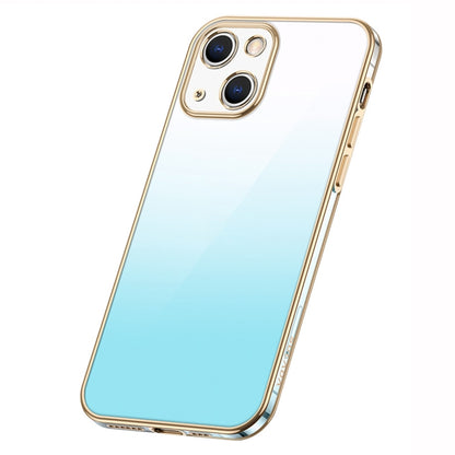 For iPhone 14 Plus SULADA Iridescence Series Plating Transparent Gradient Phone Case(Blue) - iPhone 14 Plus Cases by SULADA | Online Shopping South Africa | PMC Jewellery