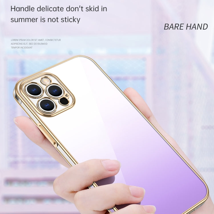 For iPhone 14 Plus SULADA Iridescence Series Plating Transparent Gradient Phone Case(Gold) - iPhone 14 Plus Cases by SULADA | Online Shopping South Africa | PMC Jewellery