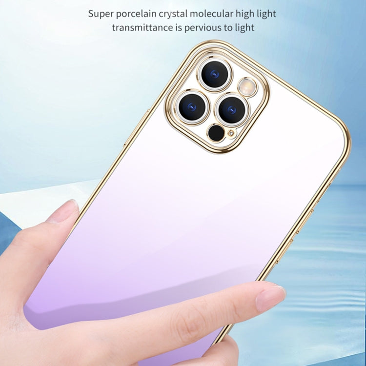 For iPhone 14 Plus SULADA Iridescence Series Plating Transparent Gradient Phone Case(Gold) - iPhone 14 Plus Cases by SULADA | Online Shopping South Africa | PMC TechLife | Buy Now Pay Later Mobicred
