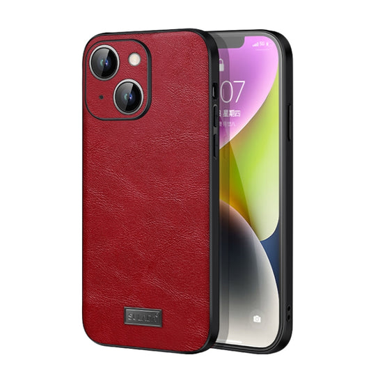 For iPhone 14 SULADA Shockproof TPU + Handmade Leather Phone Case(Red) - iPhone 14 Cases by SULADA | Online Shopping South Africa | PMC Jewellery
