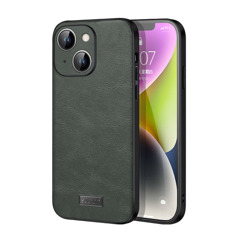 For iPhone 14 Plus SULADA Shockproof TPU + Handmade Leather Phone Case(Green) - iPhone 14 Plus Cases by SULADA | Online Shopping South Africa | PMC TechLife