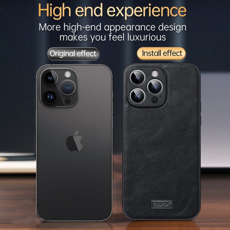 For iPhone 14 Pro Max SULADA Shockproof TPU + Handmade Leather Phone Case(Orange) - iPhone 14 Pro Max Cases by SULADA | Online Shopping South Africa | PMC TechLife | Buy Now Pay Later Mobicred