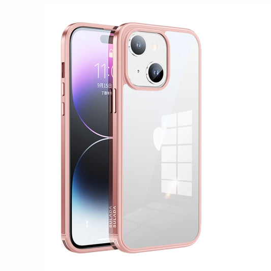 For iPhone 14 Plus SULADA Metal Frame + Nano Glass + TPU Phone Case(Pink) - iPhone 14 Plus Cases by SULADA | Online Shopping South Africa | PMC Jewellery