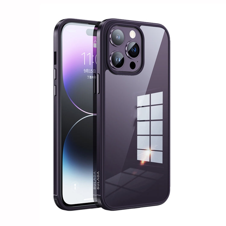 For iPhone 14 Pro Max SULADA Metal Frame + Nano Glass + TPU Phone Case(Dark Purple) - iPhone 14 Pro Max Cases by SULADA | Online Shopping South Africa | PMC TechLife
