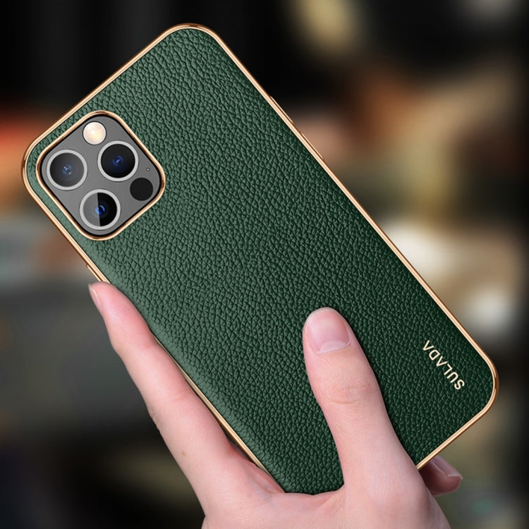 For iPhone 14 Pro Max SULADA Shockproof TPU + Handmade Leather Phone Case(Green) - iPhone 14 Pro Max Cases by SULADA | Online Shopping South Africa | PMC Jewellery